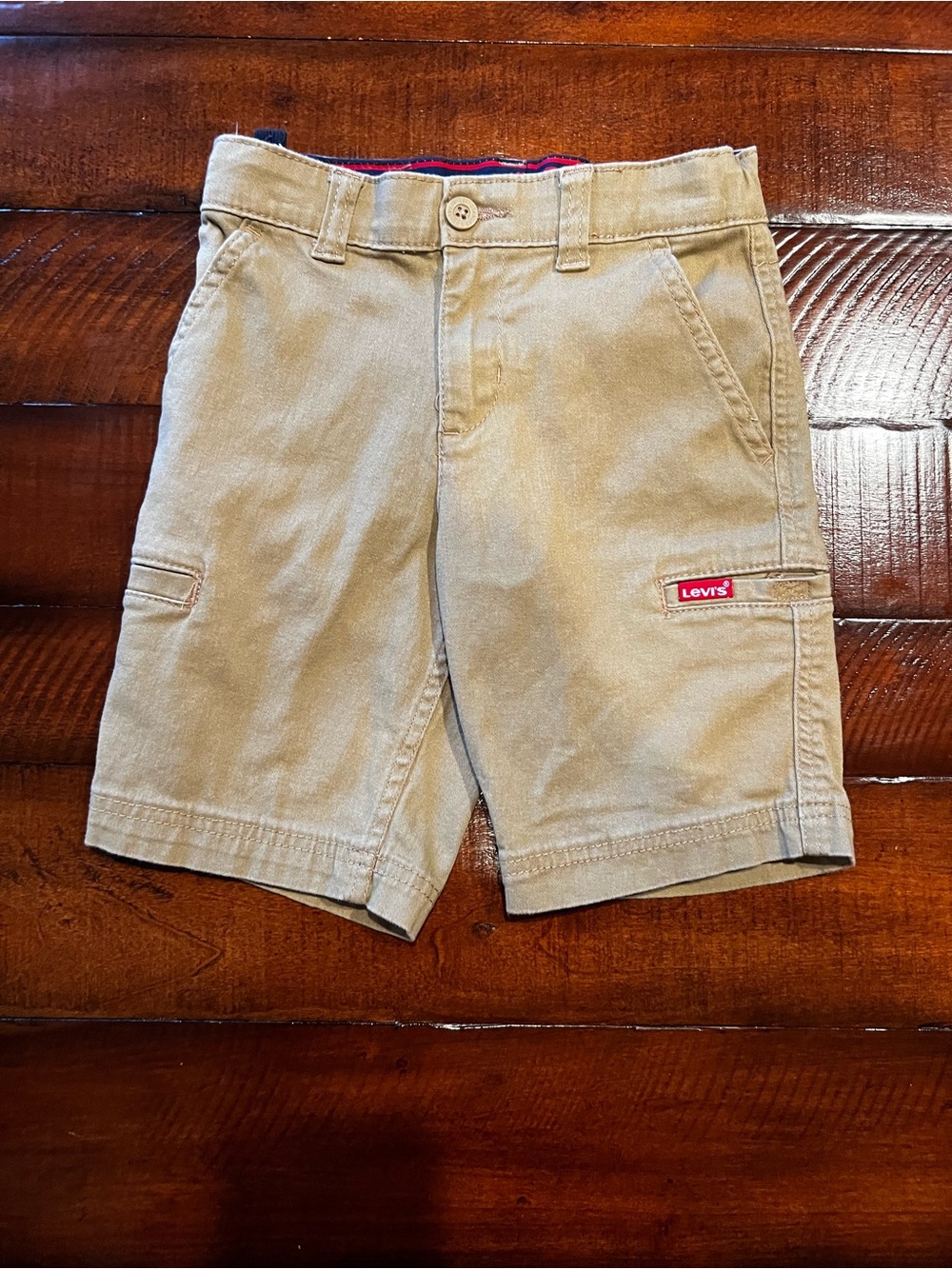 Levi's Boys Tan Cargo Shorts with Red Logo Tab